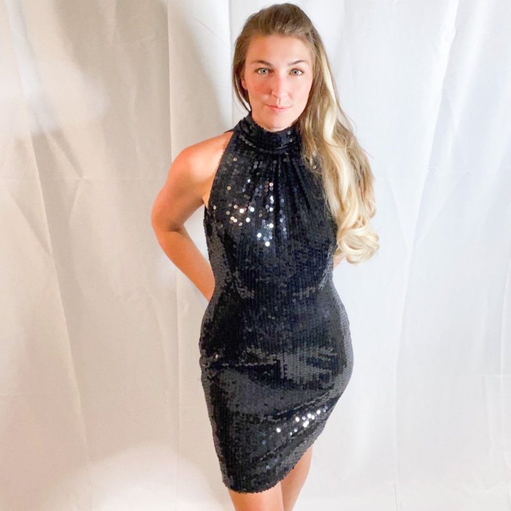 Black Sequin Cocktail Dress